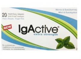 IgActive Παστίλιες Λαιμού Μέντα & Ευκάλυπτος Extra Strength Sugar Free 20 τμχ