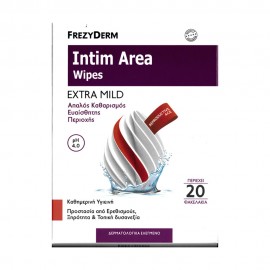 Frezyderm  Intim Area Wipes Extra Mild, Μαντηλάκια Καθαρισμού Για Την Ευαίσθητη Περιοχή, 20 Φακελάκια