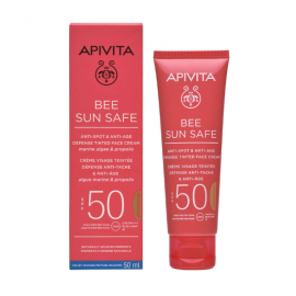 APIVITA Bee Sun Safe Κρέμα Προσώπου Κατά των Πανάδων & των Ρυτίδων με Χρώμα Golden SPF50, 50ml
