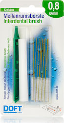 Doft Interdentals Μεσοδόντια Βουρτσάκια 0.8 mm  Πράσινο 12 τμχ