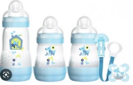 MAM Welcome To The World Gift Set 5 τμχ για νεογέννητα ,Δυο Μπιμπερό 160ml και Ένα Μπιμπερό 260ml Easy Start Anti-Colic, Πιπίλα MAM Start με Κορδέλα στήριξης πιπίλας MAM Clip SKU 660