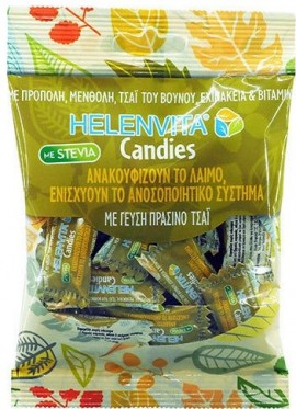 HELENVITA Candies Καραμέλες για τον Λαιμό με Γεύση Πράσινο Τσάι, 20τμχ