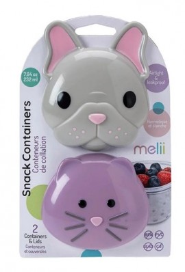 Melii Snack Container Bulldog & Cat Σετ Δοχείων για Σνακ, 2τμχ